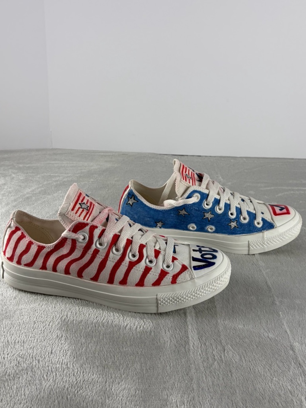 Unisex Handpainted Custom Patriotic themed Converse sneakers Women’s 8 Mens 6 - Picture 2 of 10